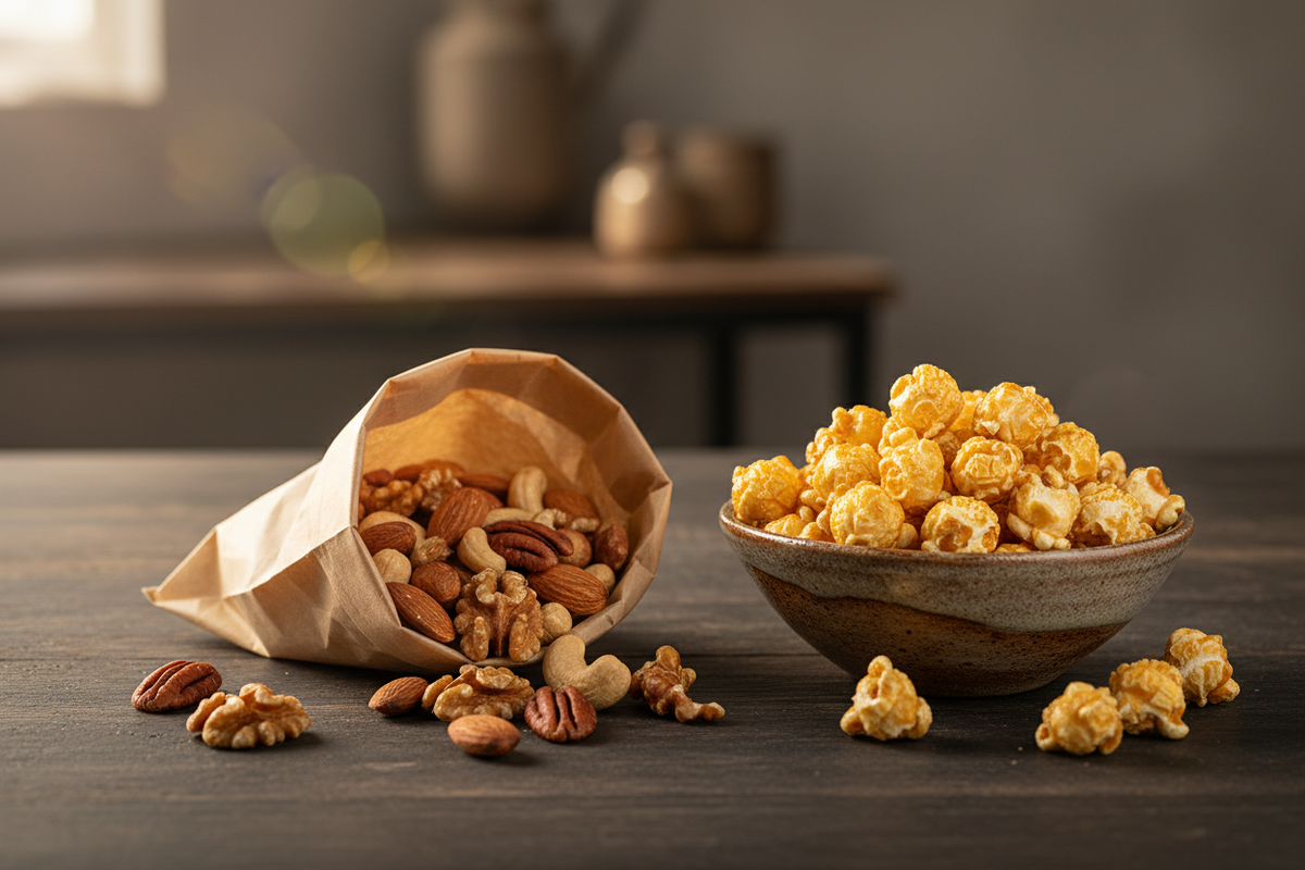 Berliner Nüsse, Popcorn und Knabbereien in hochwertiger Präsentation