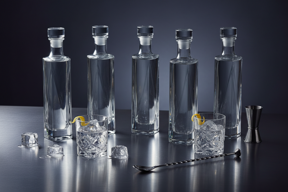 Berliner Premium Wodka in Flasche und Glas stilvoll und hochwertig präsentiert