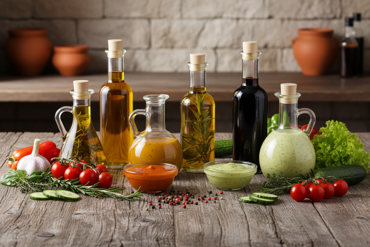 Berliner Öl, Essig und Dressings in Flaschen stilvoll und hochwertig präsentiert