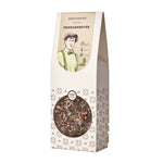Feierabendtee Kräutertee-Packung in weißem Karton mit Kräuterillustration