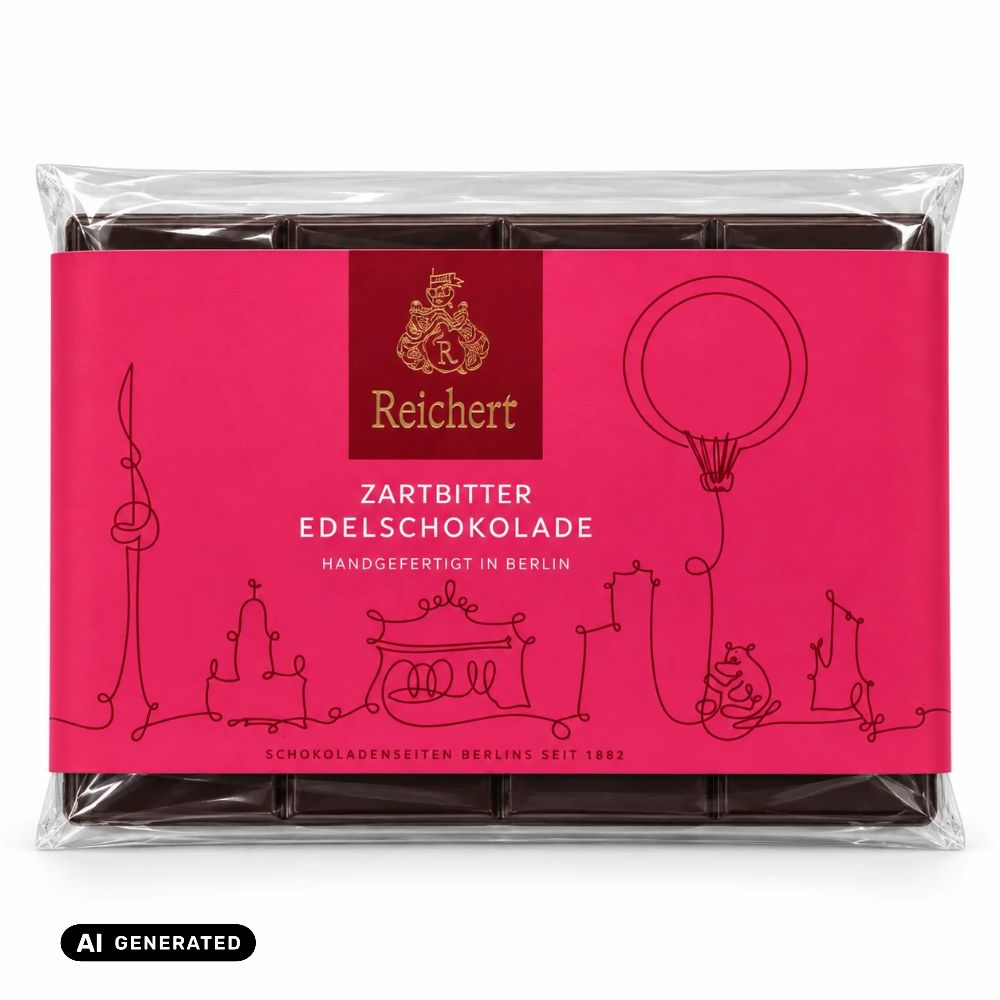Schokoladentafel-Verpackung Zartbitter Edelschokolade von Reichert, rote Umverpackung