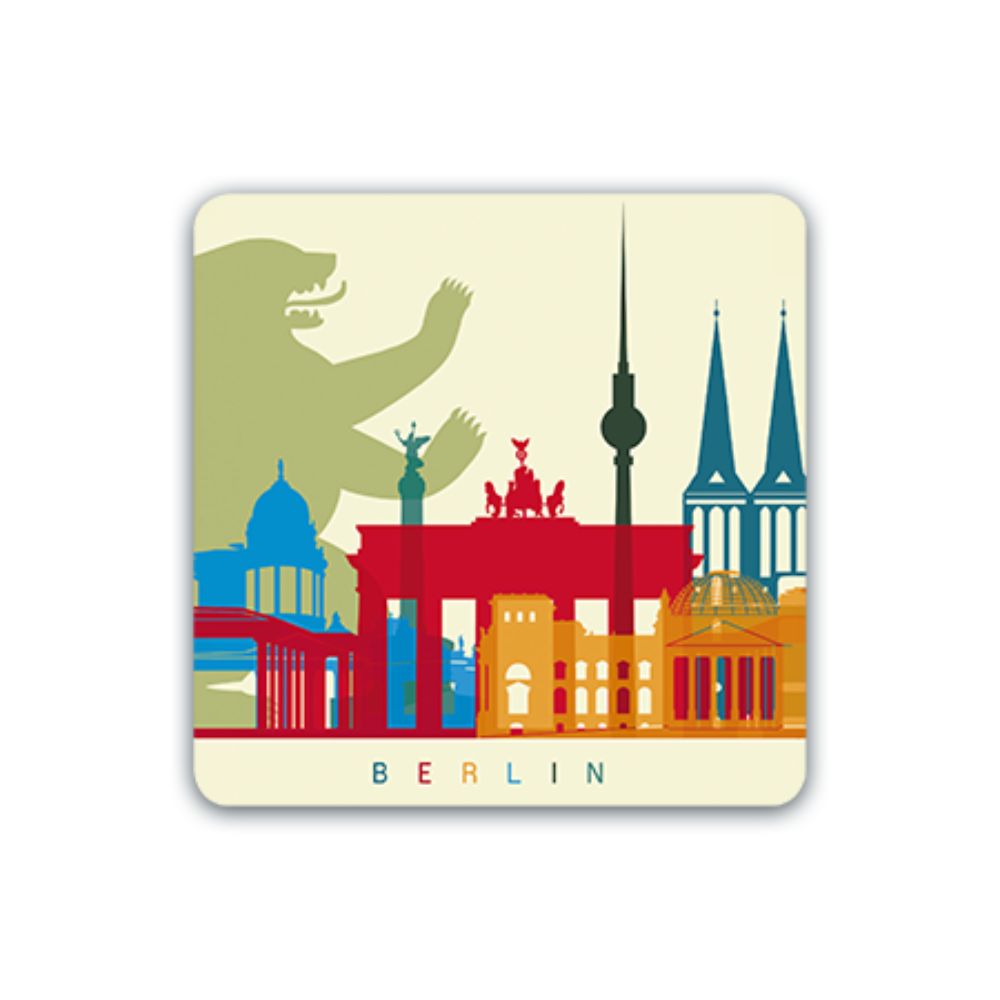 Untersetzer Berlin Skyline mit Bär