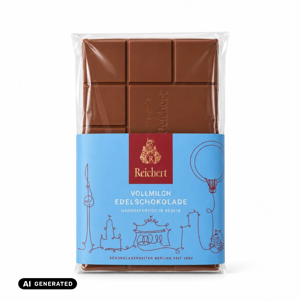 Vollmilch-Edelschokolade-Tafel in blauer Verpackung, 6 Riegel
