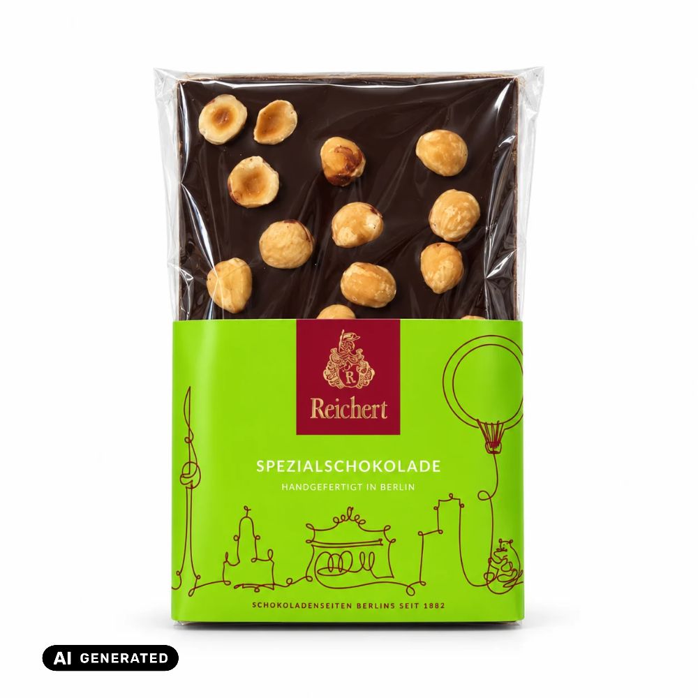 Reichert Tafel Zartbitter-Haselnuss-Schokolade in grüner Verpackung