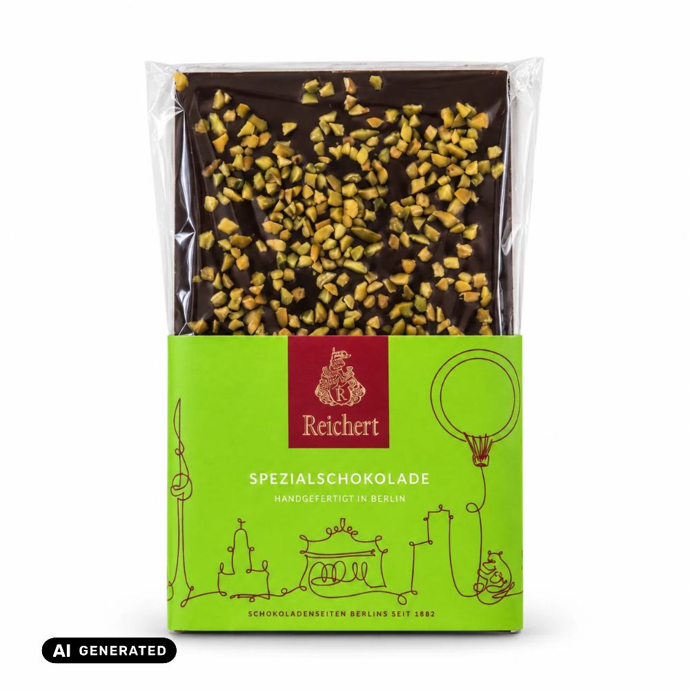 Reichert Zartbitter-Schokolade mit Pistazien 59%, 95 g, Tafel in Verpackung