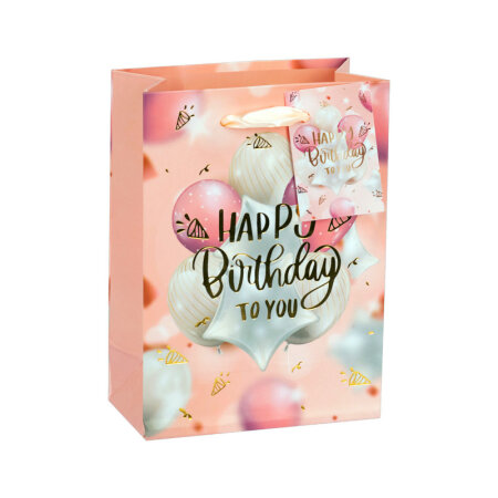 Idena Geschenktasche Birthday rosa 16x12x6cm